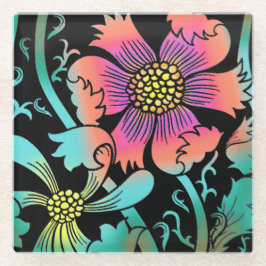 Neon Flowers Glazen Onderzetter