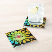 Neon Flowers Glazen Onderzetter (Schuin)