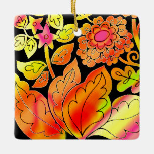 Neon Flowers Keramisch Ornament