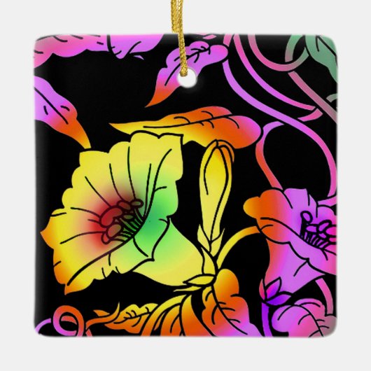 Neon Flowers Keramisch Ornament (Voorkant)