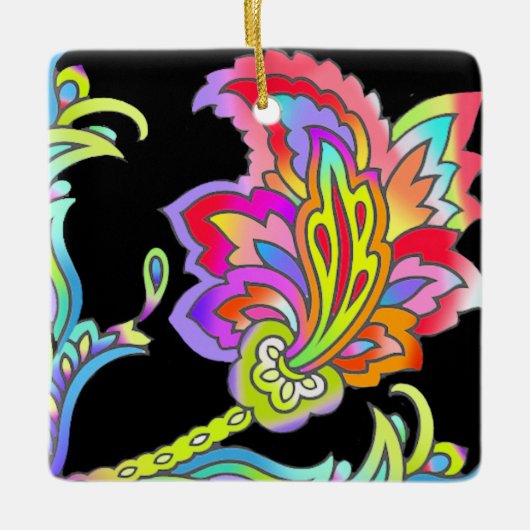 Neon Flowers Keramisch Ornament (Voorkant)