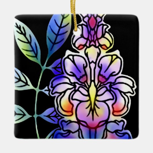 Neon Flowers Keramisch Ornament (Voorkant)