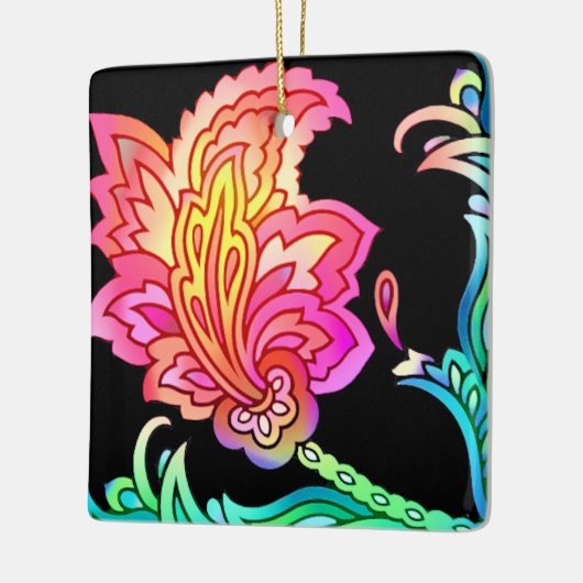 Neon Flowers Keramisch Ornament (Links)