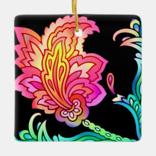 Neon Flowers Keramisch Ornament