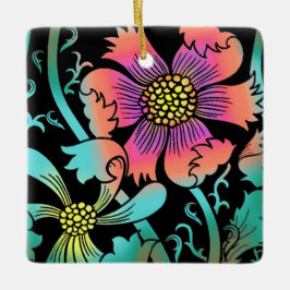 Neon Flowers Keramisch Ornament