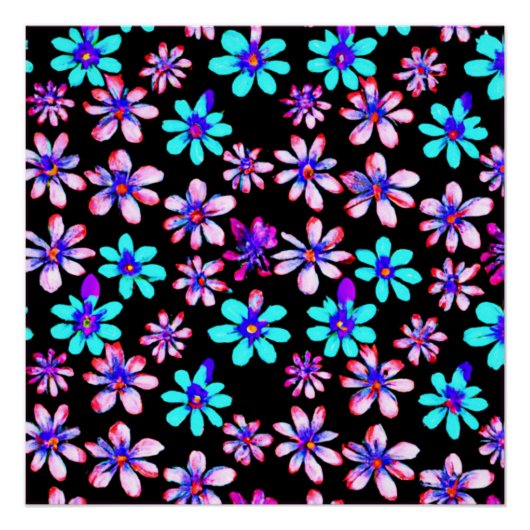 Neon Flowers Patronen Artwork. Bestel nu Perfect Poster (Voorkant)