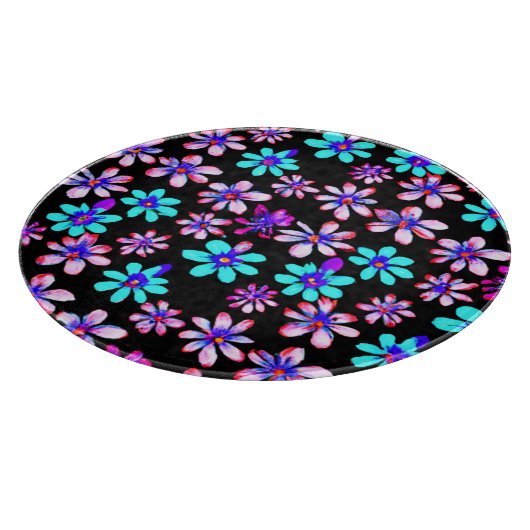 Neon Flowers Patronen Artwork. Bestel nu Snijplank (Hoek)