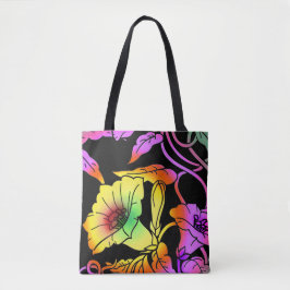 Neon Flowers Tote Bag