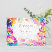 Neon Flowers tuin waterverf Kaart (Staand voorkant)