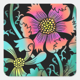 Neon Flowers Vierkante Sticker