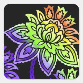 Neon Flowers Vierkante Sticker