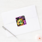 Neon Flowers Vierkante Sticker (Envelop)