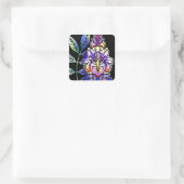 Neon Flowers Vierkante Sticker (Tas)