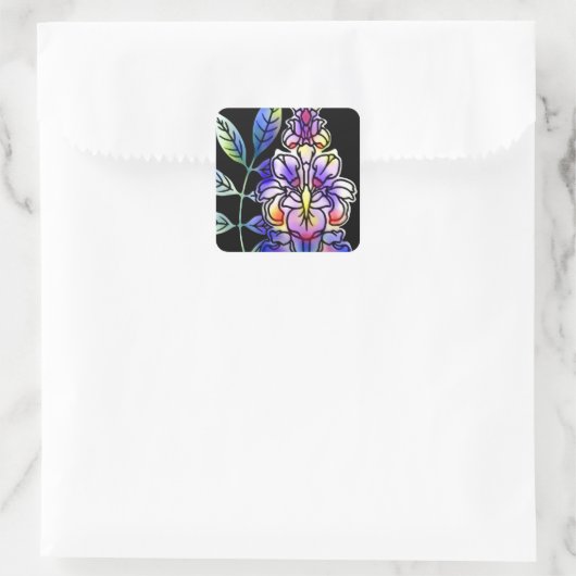 Neon Flowers Vierkante Sticker (Tas)