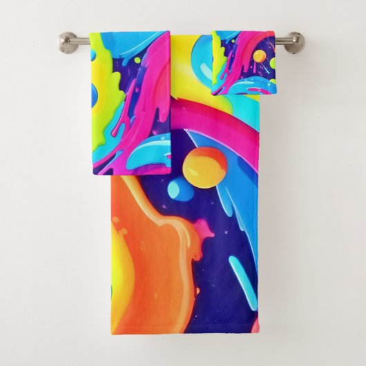 Neon Fluid Art Bad Handdoek (Insitu)