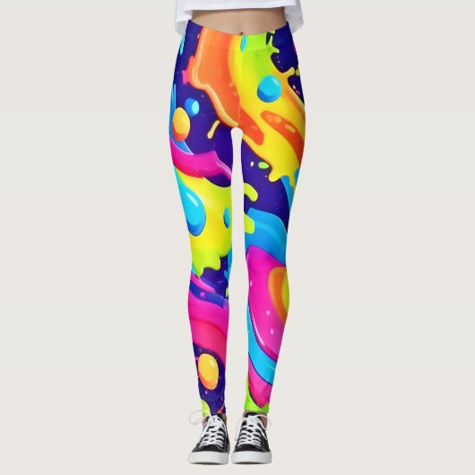 Neon Fluid Art Leggings (Voorkant)