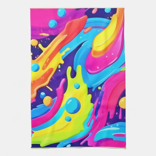 Neon Fluid Art Theedoek (Verticaal)