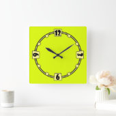 neon Fluorescent yellow lemon bright color Vierkante Klok (Huis)