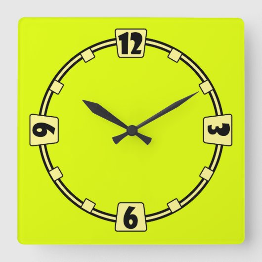 neon Fluorescent yellow lemon bright color Vierkante Klok (Voorkant)