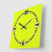 neon Fluorescent yellow lemon bright color Vierkante Klok (Hoek)