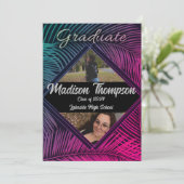 Neon fluorescerend tropisch Afstuderen invitatie Kaart (Staand voorkant)