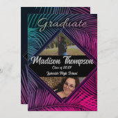 Neon fluorescerend tropisch Afstuderen invitatie Kaart (Voorkant / Achterkant)