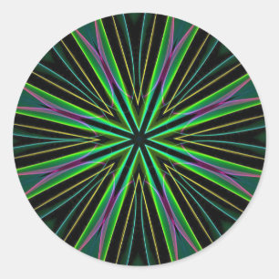 Neon fluorescerende groene lavendel ster burst ronde sticker
