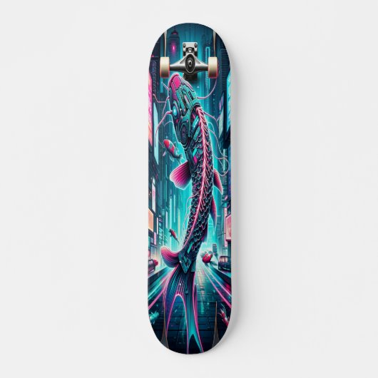 "Neon Flux: Cyber Koi Persoonlijk Skateboard