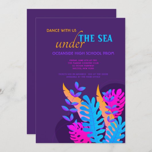 Neon Foliage Prom Invitation Kaart (Voorkant / Achterkant)