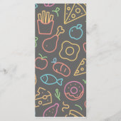 Neon Food Outline Naadloze Patroon Menu (Voorkant)