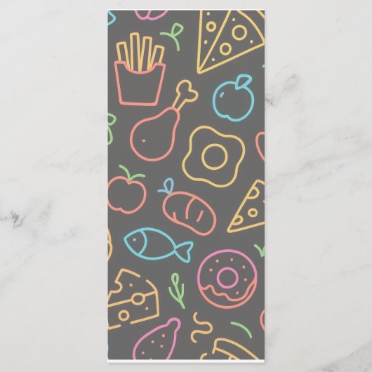 Neon Food Outline Naadloze Patroon Menu (Voorkant)