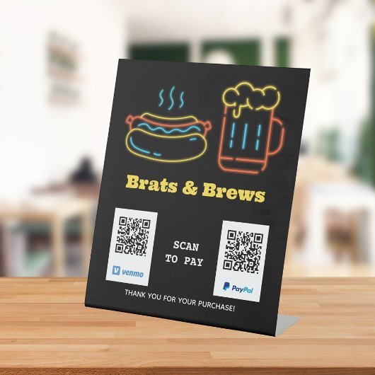 Neon Food Scan om QR Code Pedestal Sign te betalen Reclamebord Met Voetstuk