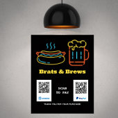 Neon Food Scan to Pay QR Code Poster