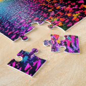 Neon Forest Floor met Silhouetted Trees Legpuzzel (Zijkant)