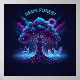 Neon Forest – Gloeiende Boom & Lichtgevende Dieren Poster