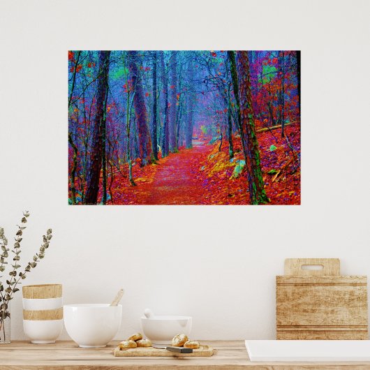 Neon Forest Oil Painting Print Poster (Keuken)