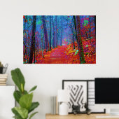 Neon Forest Oil Painting Print Poster (Thuiskantoor)