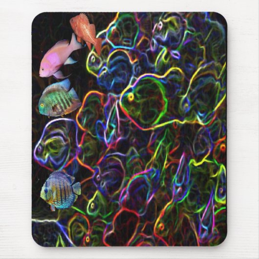 Neon fosm & live fish mousepad muismat (Voorkant)