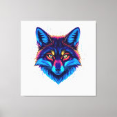 Neon Fox Face – Vibrant Glowing Design Canvas Afdruk (Voorkant)