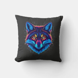 Neon Fox Face – Vibrant Glowing Design Kussen