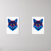 Neon Fox Face – Vibrant Glowing Design Muurkunst Sets (Voorkant)