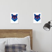 Neon Fox Face – Vibrant Glowing Design Muurkunst Sets (Slaapkamer)