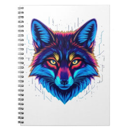 Neon Fox Face – Vibrant Glowing Design Notitieboek