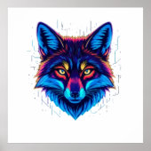 Neon Fox Face – Vibrant Glowing Design Poster (Voorkant)