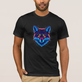 Neon Fox Face – Vibrant Glowing Design T-shirt