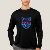 Neon Fox Face – Vibrant Glowing Design Tri-Blend Shirt (Voorkant volledig)