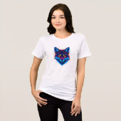 Neon Fox Face – Vibrant Glowing Design Tri-Blend Shirt (Voorkant volledig)