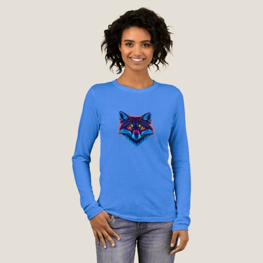 Neon Fox Face – Vibrant Glowing Design Tri-Blend Shirt (Voorkant)