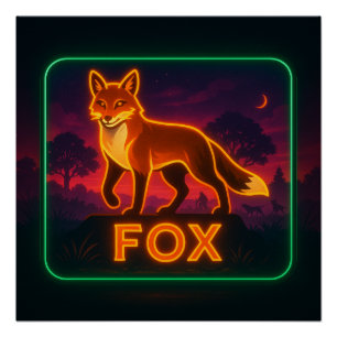 Neon Fox Poster