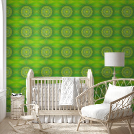 Neon Fractal Bloom - Lichtgevend Groen Abstract Behang